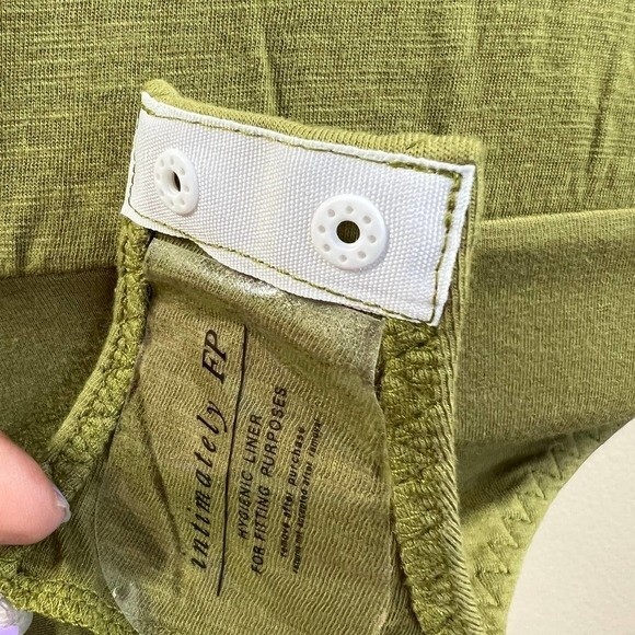 Free People green top women sleeveless Tee Off Bodysuit size S boho baddie - Picture 4 of 13